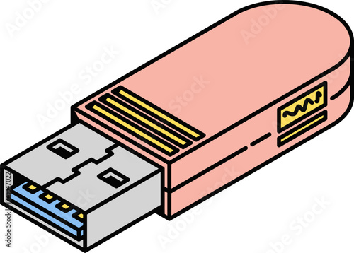 Vector of usb flash drive. USB pendrive. 