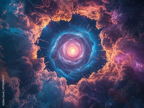 A dramatic cosmic explosion bursts through shattered space, creating a powerful sci-fi scene filled with energy and mystery.