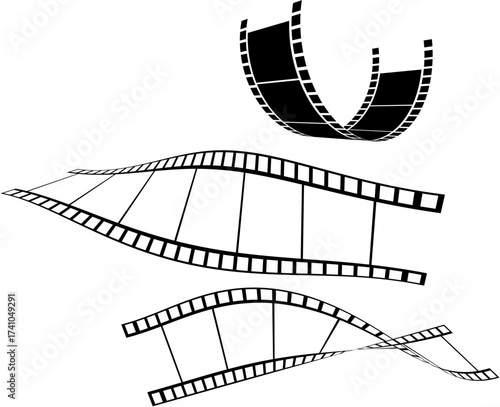 Film Strip Vector Illustration – Curved Movie Tape Design for Cinema, Video, and Media Projects