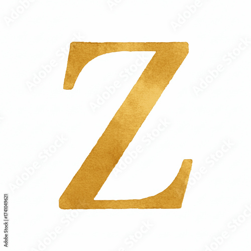 Watercolor Gilt Golden English letters Z isolated watercolor vector illustration svg
