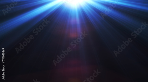 Φωτογραφία overhead light rays volumetric light on black background overlay