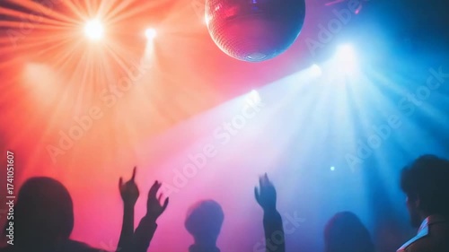 Wallpaper Mural selective focus people dancing under colorful lights Torontodigital.ca