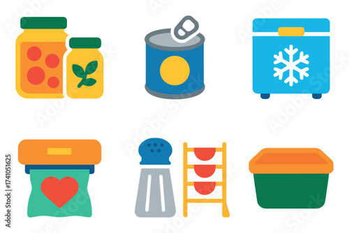 Colorful Food Preservation Icons