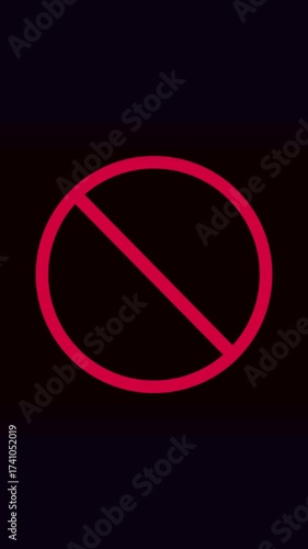 Red circle line no entry animation for modern graphic projects vertical video. No entry sign abstract red circle line animation vertical video