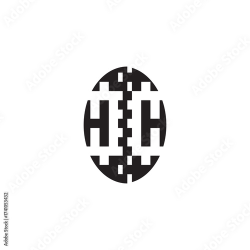 Monogram Initial Alphabet Pixel Logo Concept Alphabet Bold Unique Design HH
