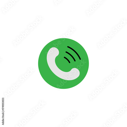 Green Call Icon Illustrative depiction of a phone receiver within a circular design, signaling communication