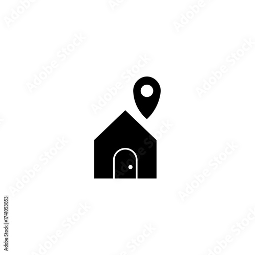 House with Location Pin Icon A Symbol of Real Estate, Home, and Navigation for Websites & Apps