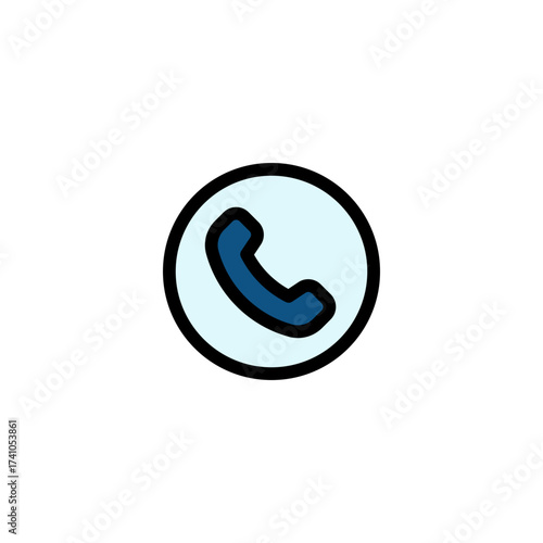 Icon of a Phone Receiver in a Circle Illustrative Representation for Communication and Contact