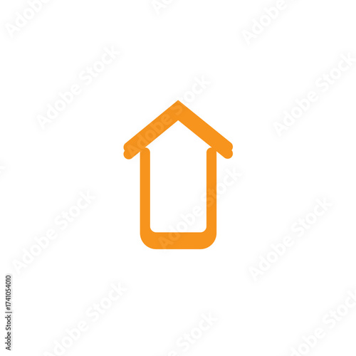 Modern Orange House Icon Representing Home, Real Estate, and Housing Symbolism