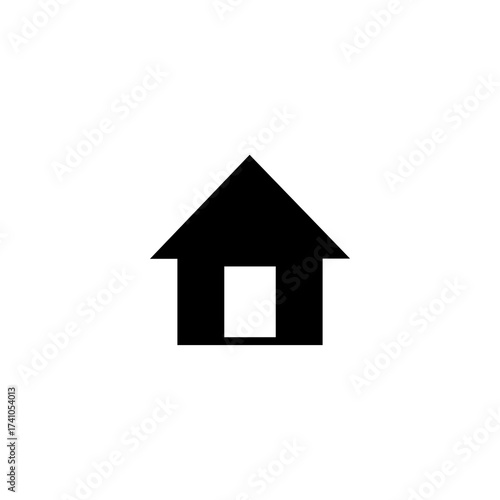 Silhouette Icon of a Simple House Symbol of Home, Family, and Shelter in Black and White
