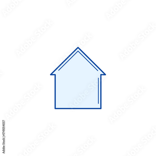 A simple blue house icon representing home, real estate, and property. Perfect for web design