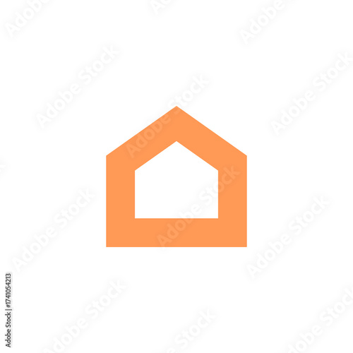 Simple orange house icon on a white background, representing real estate or property