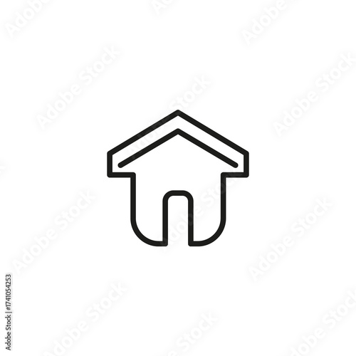 Simple Line Art Icon of a House with an Archway, representing home and shelter
