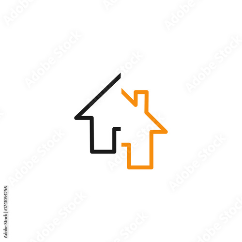 Dual Outline House Logos in Black and Orange - Simple Real Estate Design