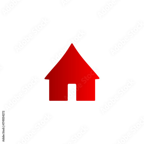 Red house icon representing real estate, home, property, or housing; a symbol of shelter and dwelling