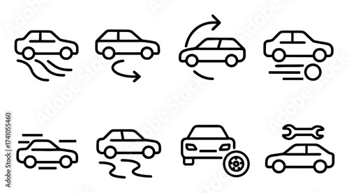 Minimalist Car Drifting Icons