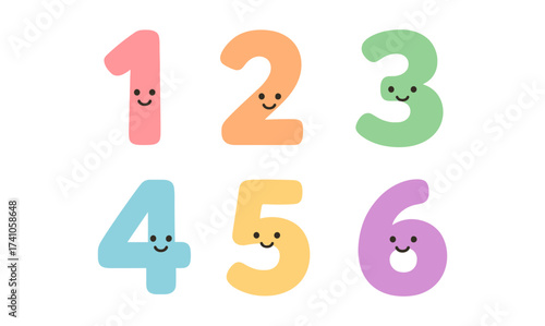 Colorful smiling numbers for kids' learning and fun design