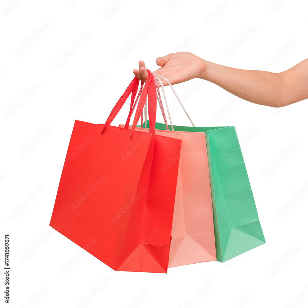 custom made wallpaper toronto digitalHand holding shopping bags isolated on transparent.