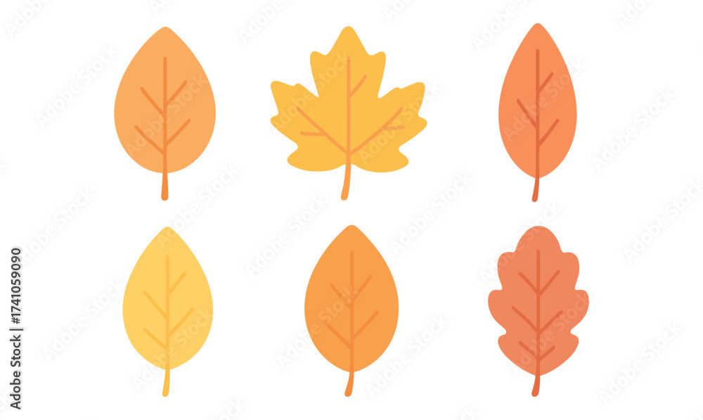 Obraz premium Colorful autumn leaves collection in flat design