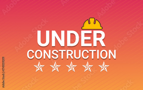 Under Construction Sign with Yellow Helmet