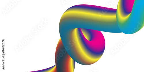 Abstract colorful background with 3D plastic toy rings and a rattle icon design