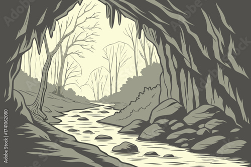 Tuckaleechee Caverns in Tennessee, underground stream rushing through rocky passages