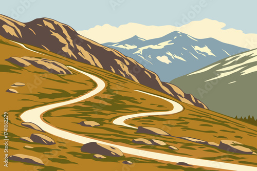 Trail Ridge Road in Colorado, high-elevation highway winding above alpine tundra