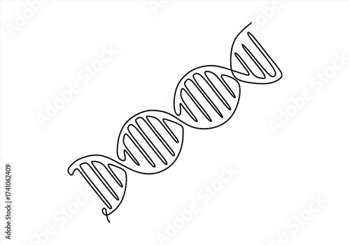 DNA Strand Single Line Drawing. line icon-continuous line drawing. Editable stroke. 
