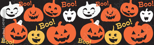 Halloween Pumpkins. Halloween Background Pattern. Vector Template For Banner