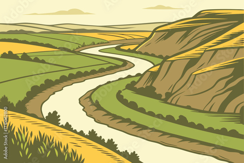 Snake River Plain Desert in Idaho, wide desert plain with volcanic buttes and sagebrush