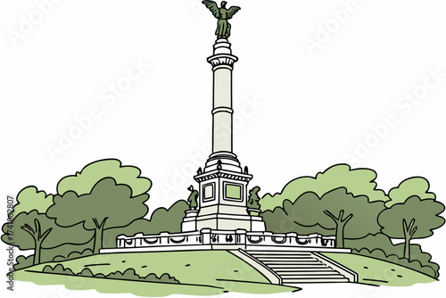 Soldiers’ and Sailors’ Monument in Indianapolis, Indiana, grand limestone obelisk surrounded by statues and fountains