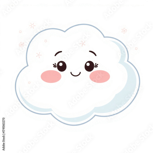 Cute cartoon cloud with rosy blushing cheeks