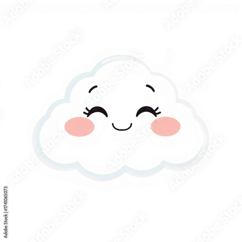 Cute cartoon cloud with rosy blushing cheeks
