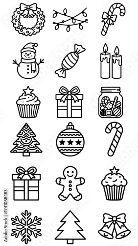 set of christmas icons