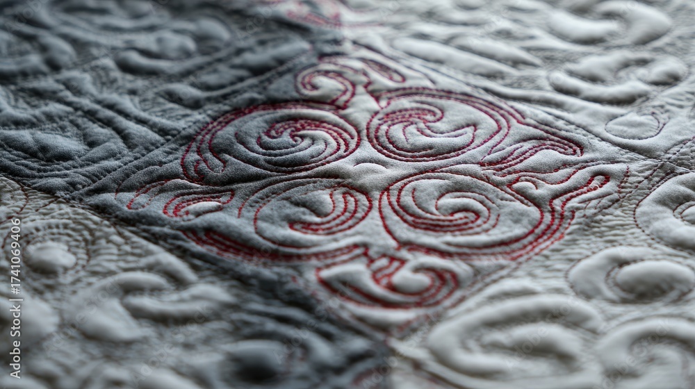 Obraz premium Close-Up Symmetrical Fabric View: Raised Quilted Pattern for Depth and Cozy Feel