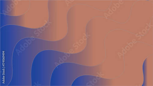 Abstract blue and brown wavy gradient background with smooth curves and modern design
