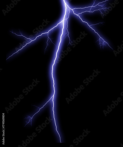 Powerful lightning bolt strikes with intense energy, perfect for illustrating force, electricity, and dramatic weather events, originally vector