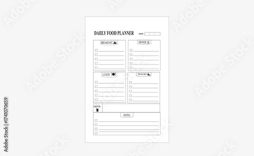 daily food planner book for interior design Printing template