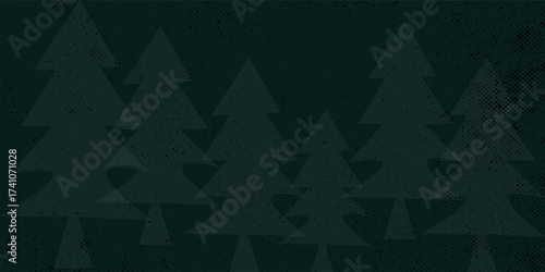 Seamless holiday pattern, Christmas trees. Forest and snowflakes on a green background. Holiday background for wrapping paper, wallpaper.