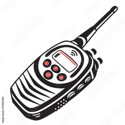 Black and red walkie talkie vector radio communication