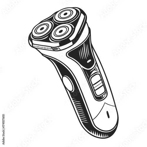 Black and white electric shaver vector illustration