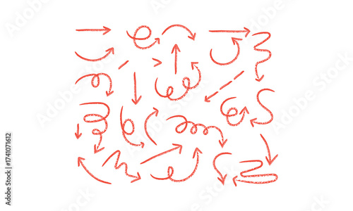 Hand-drawn red sketch arrows set for infographic and design