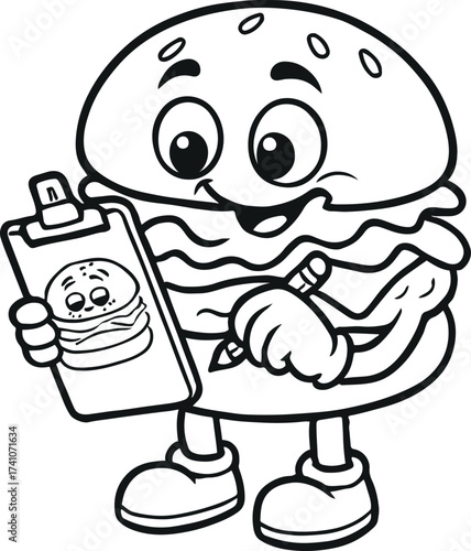 Burger Character Sketching – Black and White Cartoon