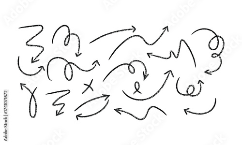 Hand-drawn black curved arrows set for infographic and design