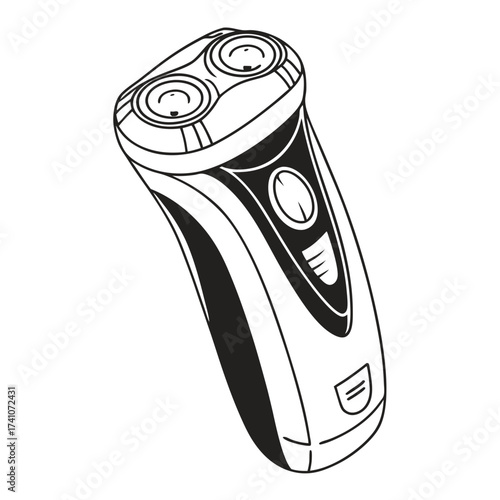Black and white vector illustration of electric shaver