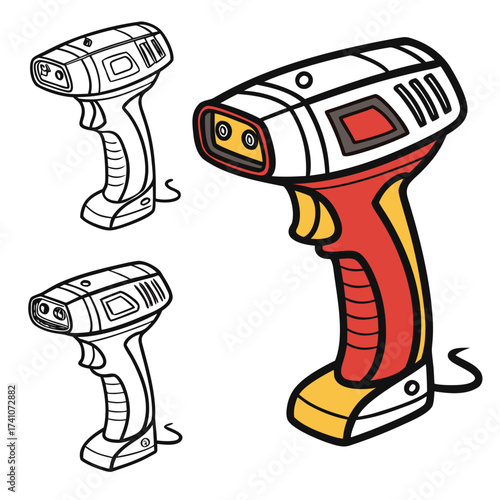 Colorful and outline barcode scanners vector illustration