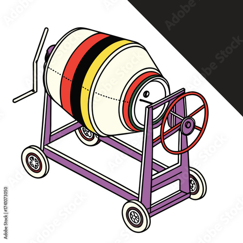 Colorful cement mixer machine vector graphic construction