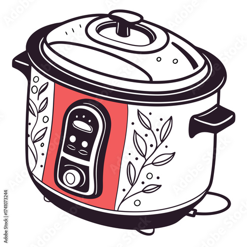 Colorful electric rice cooker with floral design electric cooker