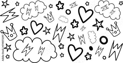Hand drawn doodle elements abstract style