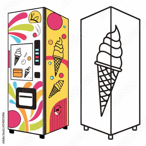 Colorful ice cream vending machine vector illustration 1